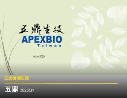 【法說會備忘錄】五鼎 20250605